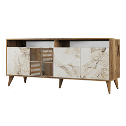 Μπουφές Milan Megapap Χρώμα Καρυδί - Λευκό εφέ Μαρμάρου 180x35x78,6εκ.