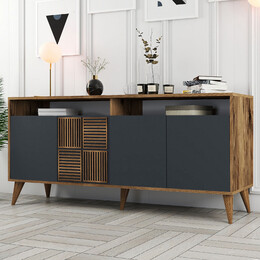 Μπουφές Milan Megapap Χρώμα Καρυδί - Ανθρακί 180x35x78,6εκ.