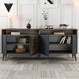 Μπουφές Milan Megapap Χρώμα Καρυδί - Ανθρακί 180x35x78,6εκ.