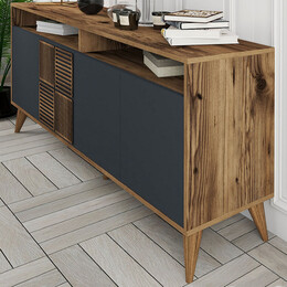 Μπουφές Milan Megapap Χρώμα Καρυδί - Ανθρακί 180x35x78,6εκ.