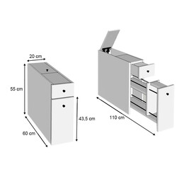 Ντουλάπι Μπάνιου Calencia Megapap Χρώμα Λευκό 20x60x55εκ.