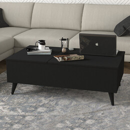 Τραπεζάκι Σαλονιού roy Megapap με Σερβιτόρο Χρώμα Μαύρο 121x69x40εκ.