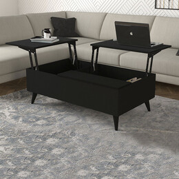 Τραπεζάκι Σαλονιού roy Megapap με Σερβιτόρο Χρώμα Μαύρο 121x69x40εκ.