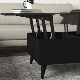 Τραπεζάκι Σαλονιού roy Megapap με Σερβιτόρο Χρώμα Μαύρο 121x69x40εκ.