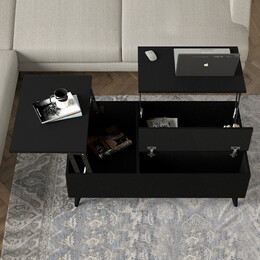 Τραπεζάκι Σαλονιού roy Megapap με Σερβιτόρο Χρώμα Μαύρο 121x69x40εκ.