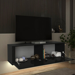 Έπιπλο Τηλεόρασης Επιτοίχιο Morel Megapap με led Χρώμα Μαύρο 140x41,8x40εκ.