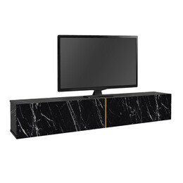 Έπιπλο Τηλεόρασης Επιτοίχιο Figure Megapap με led Χρώμα Μαύρο εφέ Μαρμάρου 181,8x31,7x30εκ.