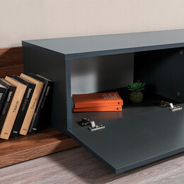 Έπιπλο Τηλεόρασης Enstey Megapap Χρώμα Καρυδί - Ανθρακί 260x41,8x33,5εκ.