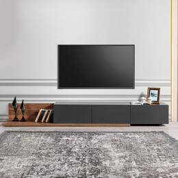 Έπιπλο Τηλεόρασης Enstey Megapap Χρώμα Καρυδί - Ανθρακί 260x41,8x33,5εκ.