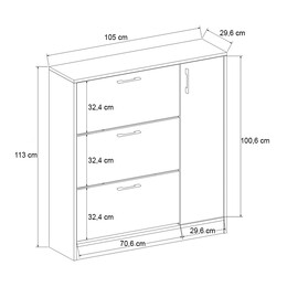 Παπουτσοθήκη Neft Megapap Χρώμα Λευκό 105x29,6x113εκ.