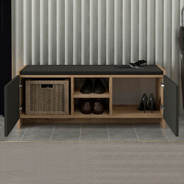 Παπουτσοθήκη Verly Megapap Χρώμα Sapphire oak - Ανθρακί 110x33,2x43εκ.