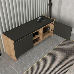 Παπουτσοθήκη Verly Megapap Χρώμα Sapphire oak - Ανθρακί 110x33,2x43εκ.