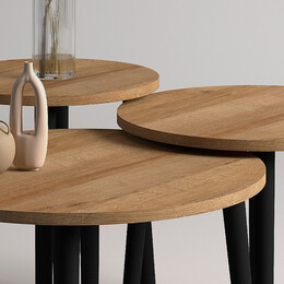 Τραπεζάκι Σαλονιού σετ 3 τμχ Roma Megapap Χρώμα oak Φ60x46εκ.