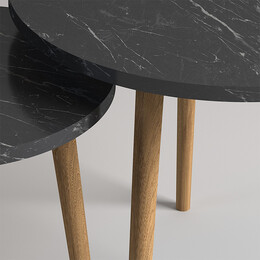 Τραπεζάκι Σαλονιού σετ 2 τμχ Roma Megapap Χρώμα Μαύρο εφέ Μαρμάρου 60x60x46εκ.