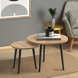 Τραπεζάκι Σαλονιού σετ 2 τμχ Roma Megapap Χρώμα oak 60x60x46εκ.