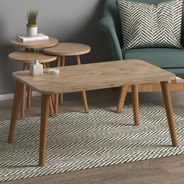 Τραπεζάκι Σαλονιού σετ 4 τμχ Soul Megapap Χρώμα oak 90x55x43εκ.