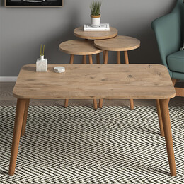 Τραπεζάκι Σαλονιού σετ 4 τμχ Soul Megapap Χρώμα oak 90x55x43εκ.