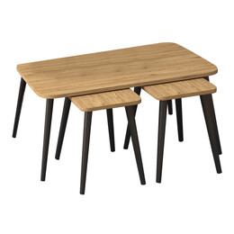 Τραπεζάκι Σαλονιού σετ 3 τμχ Oliva Megapap Χρώμα oak 90x55x46εκ.