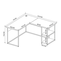 Γραφείο Εργασίας Delta Megapap Χρώμα Καπνιστή Καρυδιά 147,8x140x73,8εκ.