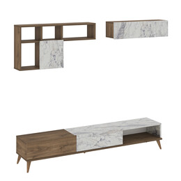 Σύνθετο ArteLibre ISOLDE Δρυς/Λευκό Μάρμαρο Μοριοσανίδα/Μελαμίνη 180x33x41cm