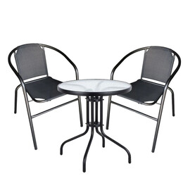 Σετ Τραπεζαρία Κήπου ArteLibre EARTH Μέταλλο Μαύρο Με 2 Πολυθρόνες