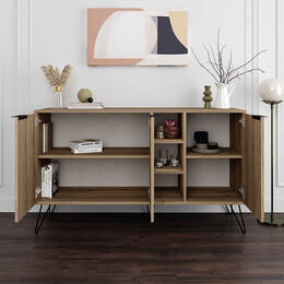 Μπουφές Clara Megapap Χρώμα Ανοιχτό Καρυδί 142x35,6x83εκ.