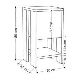 Κομοδίνο ema Megapap Χρώμα Μαύρο 30x30x55εκ.