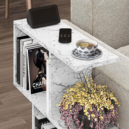 Βοηθητικό Τραπεζάκι Homemania Megapap Χρώμα Λευκό εφέ Μαρμάρου 60x20x60εκ.