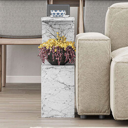 Βοηθητικό Τραπεζάκι Homemania Megapap Χρώμα Λευκό εφέ Μαρμάρου 60x20x60εκ.