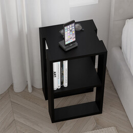 Κομοδίνο - Τραπεζάκι Βοηθητικό Lonie Megapap Χρώμα Μαύρο 34x30x55εκ.