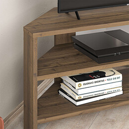 Έπιπλο Τηλεόρασης Γωνιακό Thales Megapap Χρώμα Ανοιχτό Καρυδί 110x36x45εκ.