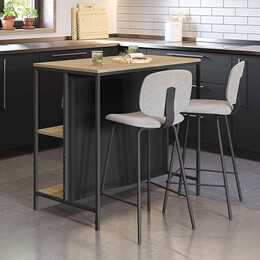 Τραπέζι Μπαρ Detroit Megapap Χρώμα Sapphire oak - Silky Black 100x60x95εκ.