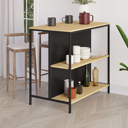 Τραπέζι Μπαρ Detroit Megapap Χρώμα Sapphire oak - Silky Black 100x60x95εκ.