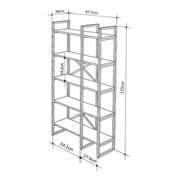 Βιβλιοθήκη Dusan Megapap Χρώμα Sepet oak 87,5x30x175εκ.