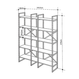 Βιβλιοθήκη Dusan Megapap Χρώμα Sepet oak 143,5x30x175εκ.