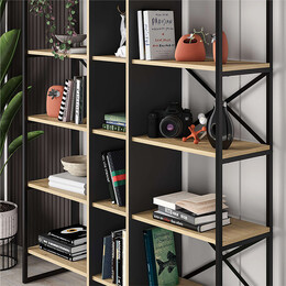 Βιβλιοθήκη Detroit Megapap Χρώμα Sapphire oak - Silky Black 143,5x35,2x175εκ.