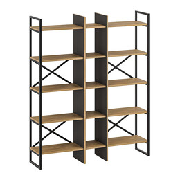 Βιβλιοθήκη Detroit Megapap Χρώμα Sapphire oak - Silky Black 143,5x35,2x175εκ.