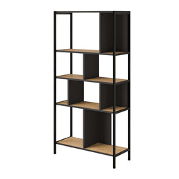 Βιβλιοθήκη Midi Megapap Χρώμα Sapphire oak - Silky Black 88x35x175εκ.