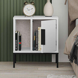 Κομοδίνο Glynn Megapap Χρώμα Λευκό 45x35x50εκ.