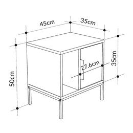 Κομοδίνο Glynn Megapap Χρώμα Λευκό 45x35x50εκ.