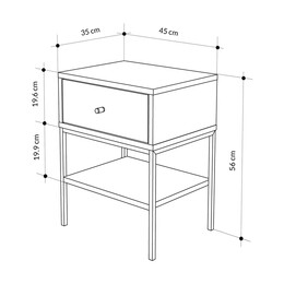 Κομοδίνο Lisa Megapap Χρώμα Saphhire oak 45x35x56εκ.