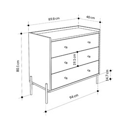 Συρταριέρα Dresser Megapap Χρώμα Sapphire oak 94x40x80,1εκ.