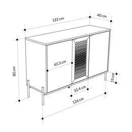 Μπουφές Naive Megapap Χρώμα Sapphire oak 126x40x80εκ.