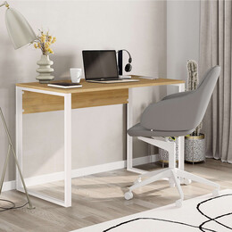 Γραφείο Εργασίας Inna Megapap Χρώμα Sapphire oak - Λευκό 110x60x75εκ.