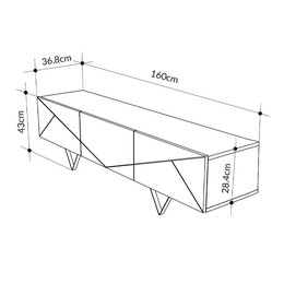 Έπιπλο Τηλεόρασης Jakomen Megapap Χρώμα Ανοιχτό Καρυδί 160x36,8x43εκ.