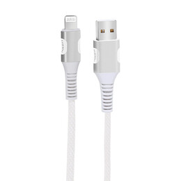 EGOBOO ChargeFlow Fabric Cable USB-A to Lightning, 1.2m, White