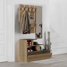 Έπιπλο Εισόδου Vesty Megapap Χρώμα Ανοιχτό Καρυδί 100x30x61εκ.