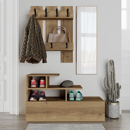 Έπιπλο Εισόδου Vesty Megapap Χρώμα Ανοιχτό Καρυδί 100x30x61εκ.