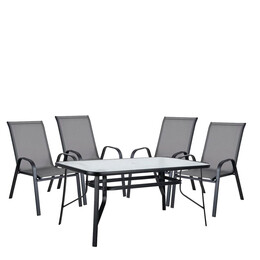 Σετ Τραπεζαρία Κήπου ArteLibre SUN Μέταλλο Μαύρο/Γκρι Με 4 Πολυθρόνες 14990067