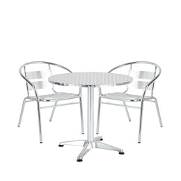 Σετ Τραπεζαρία Κήπου ArteLibre IO Αλουμίνιο Ασημί Με 2 Πολυθρόνες 14990094